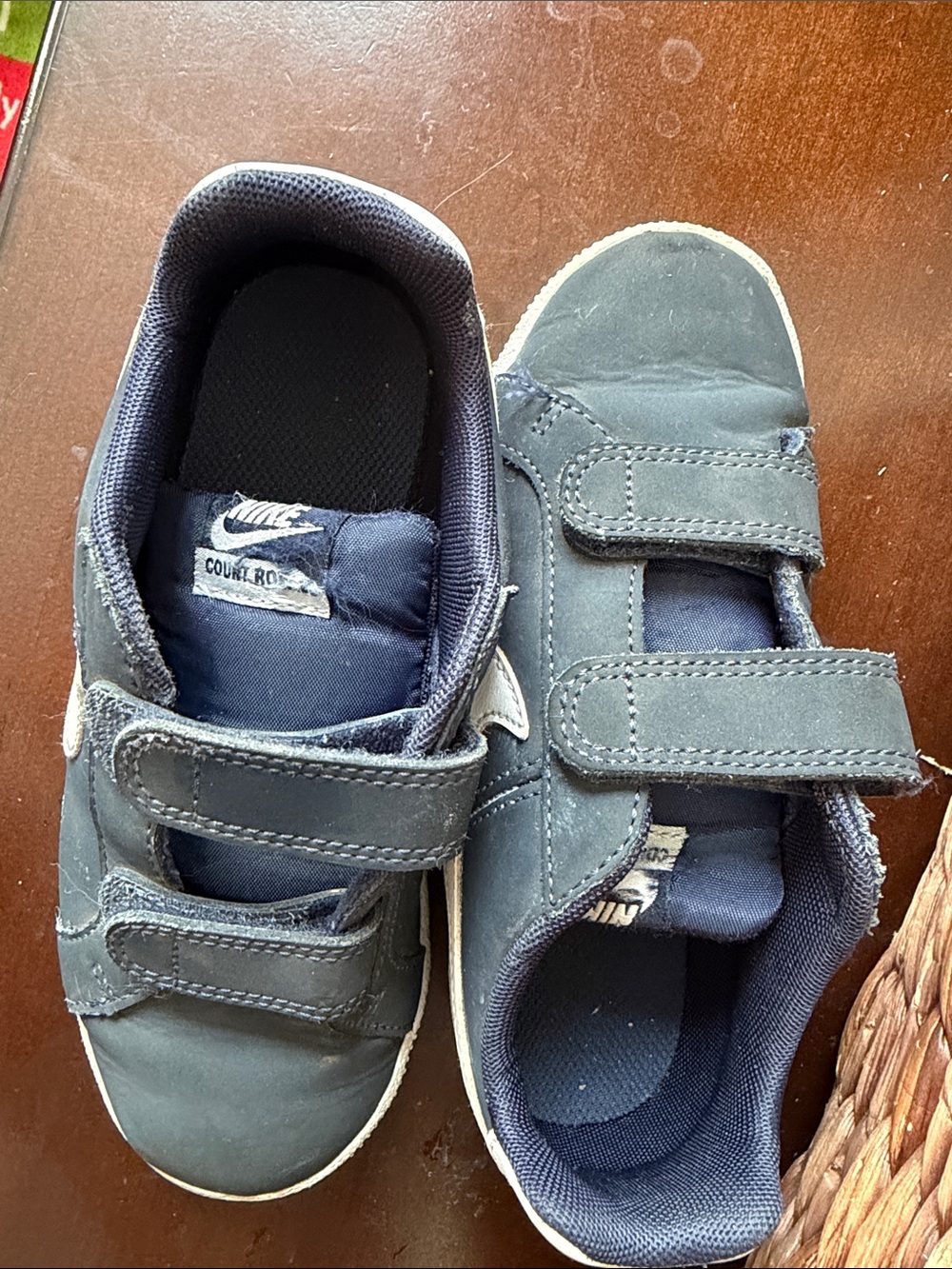 Nike Navy and White Kids Velcro Sneakers - Picture 3 of 4